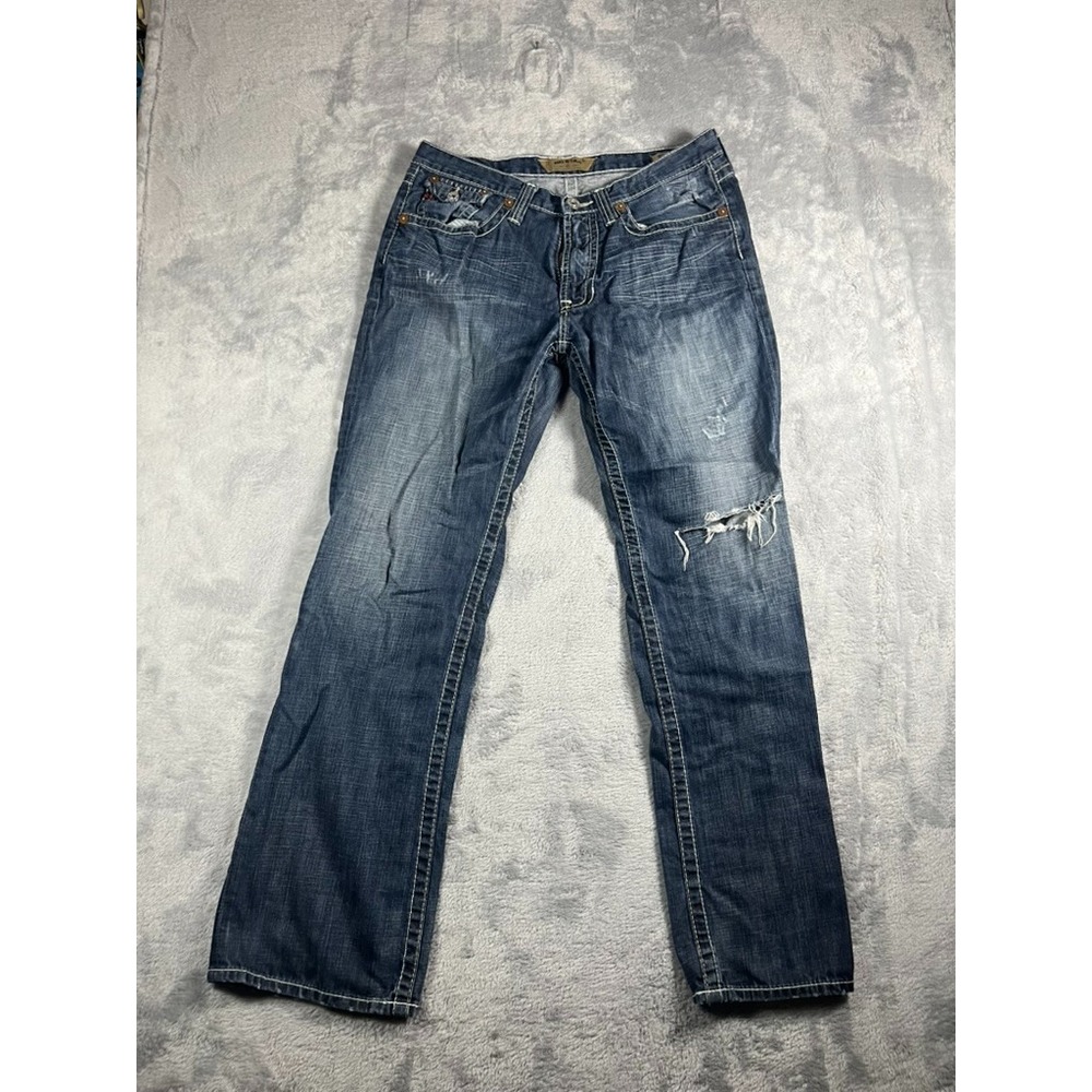 Men's BIG STAR Pioneer Boot Cut Jeans Size 34R Medium Wash Denim Distressed